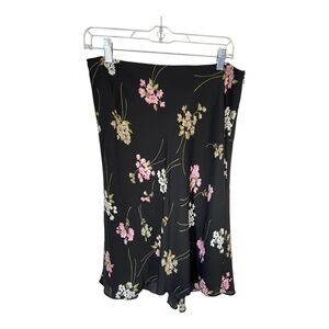 Floral, 100% Silk Midi Skirt 8P Loft